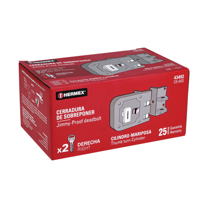 Cerradura de sobreponer para puerta corrediza con mariposa derecha