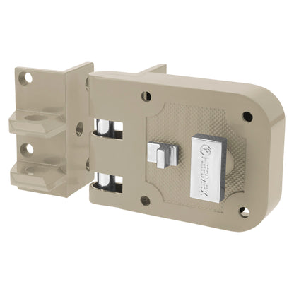 Cerradura de sobreponer para puerta corrediza con mariposa izquierda