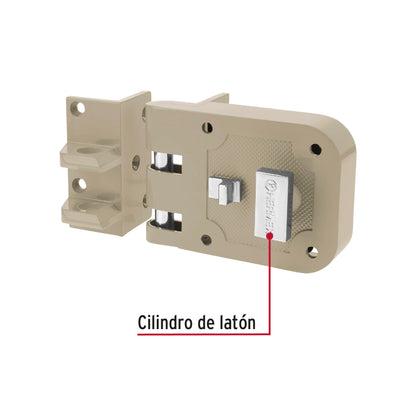 Cerradura de sobreponer para puerta corrediza con mariposa izquierda