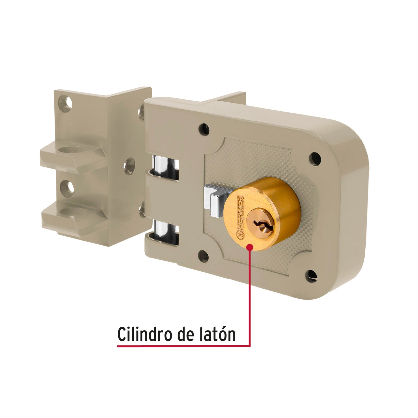 Cerradura de sobreponer para puerta corrediza clásica izquierda