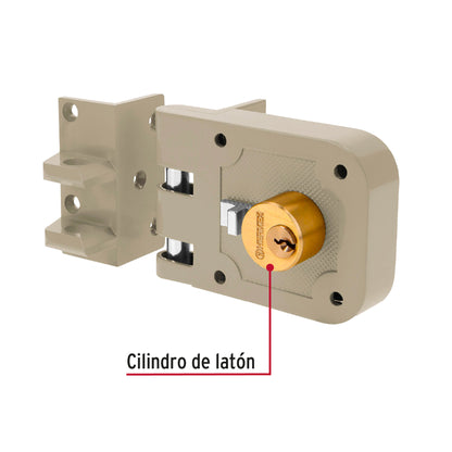 Cerradura de sobreponer para puerta corrediza clásica izquierda