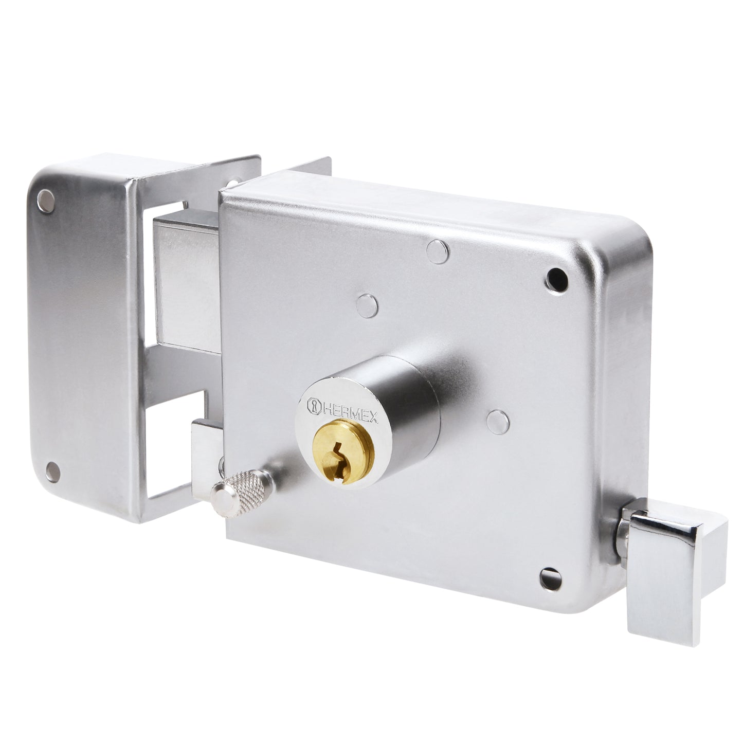 Cerradura de sobreponer instala fácil izquierda cromada tradicional