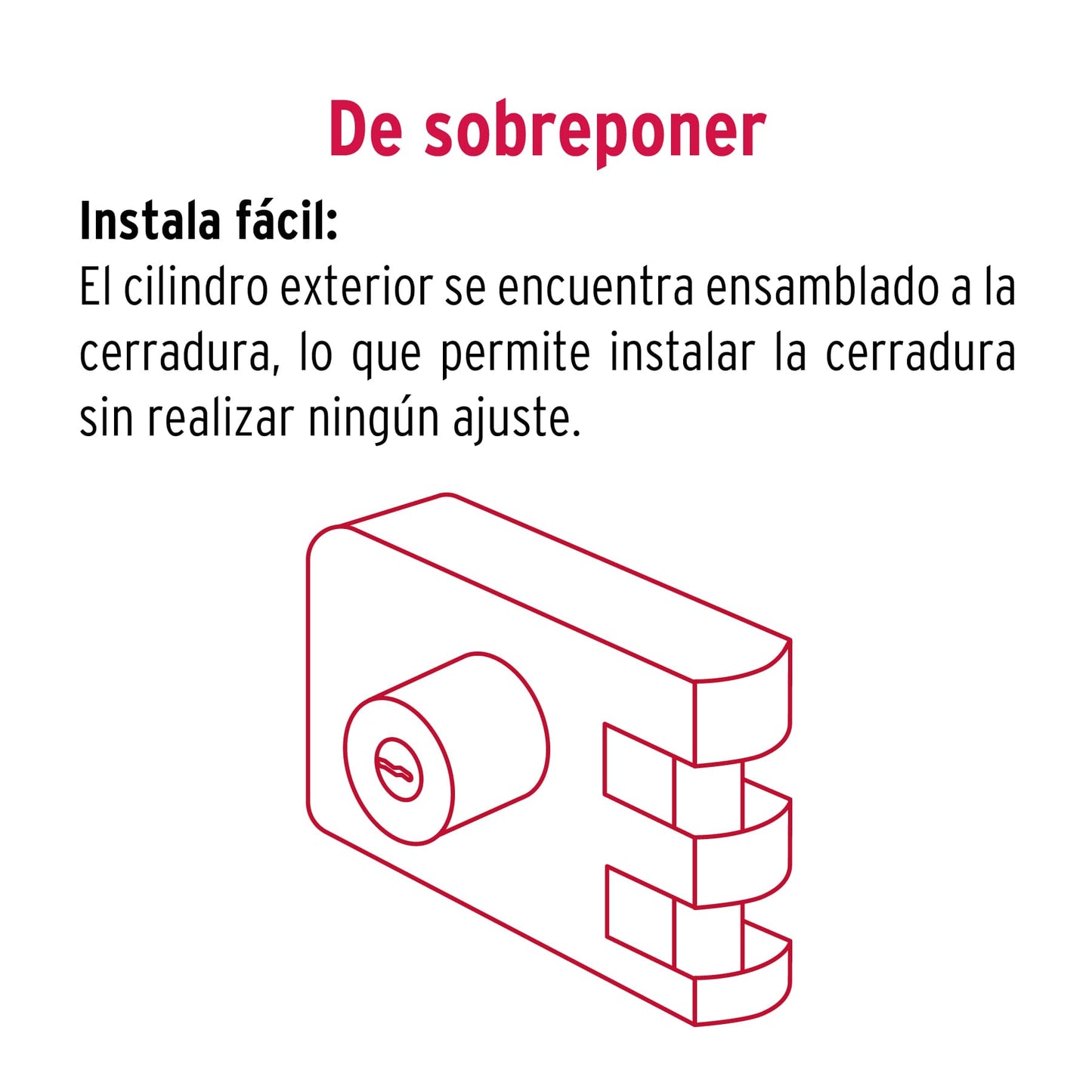 Cerradura de sobreponer instala fácil para puerta corrediza derecha