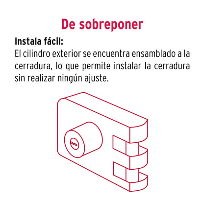 Cerradura de sobreponer instala fácil para puerta corrediza izquierda