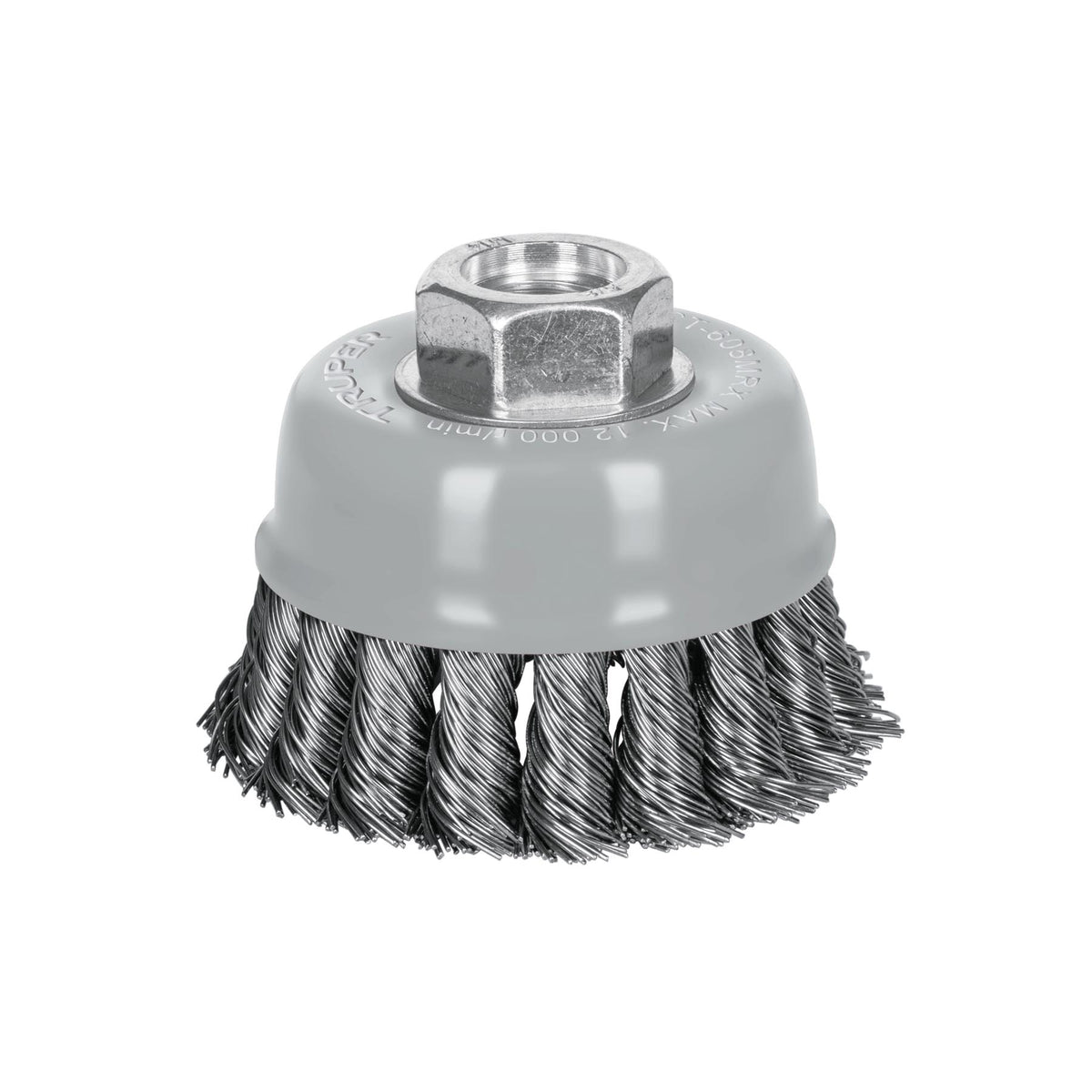 Carda copa 3" alambre trenzado grueso, Multi-rosca
