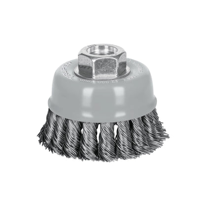 Carda copa 3" alambre trenzado grueso, Multi-rosca