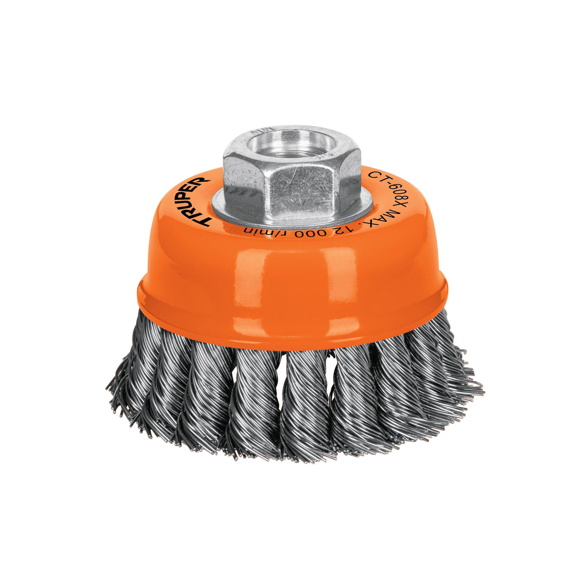 Carda copa 3" alambre trenzado grueso, eje 5/8"-11