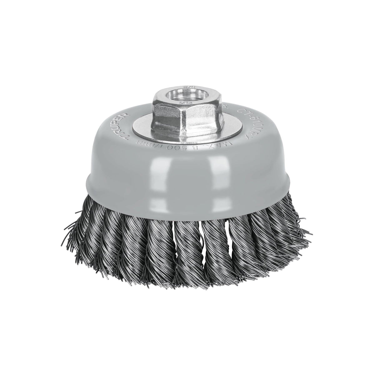 Carda copa 4" alambre trenzado grueso, Multi-rosca