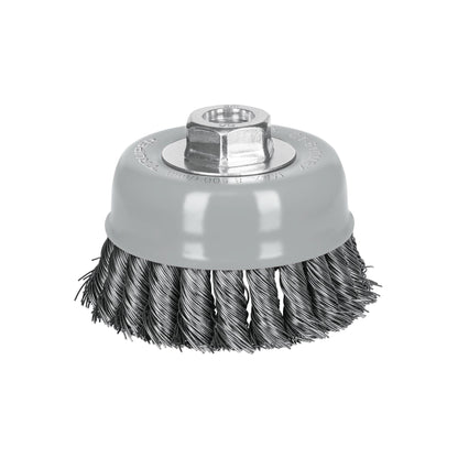 Carda copa 4" alambre trenzado grueso, Multi-rosca