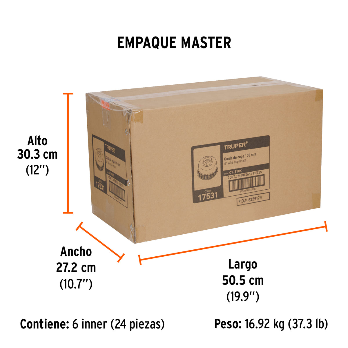 Carda copa 4" alambre trenzado grueso, eje 5/8"-11 · vista 7