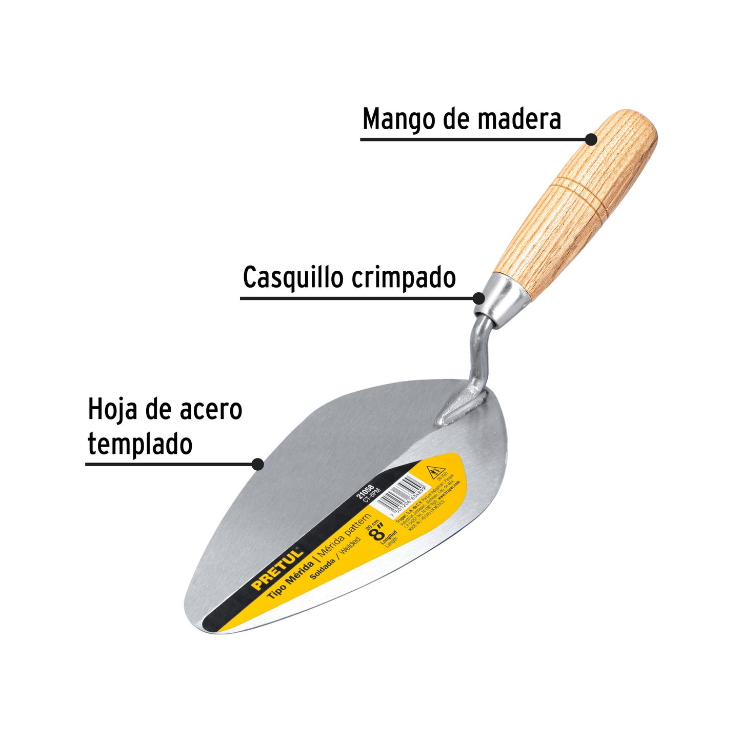 Cuchara para albañil de 8" tipo Mérida