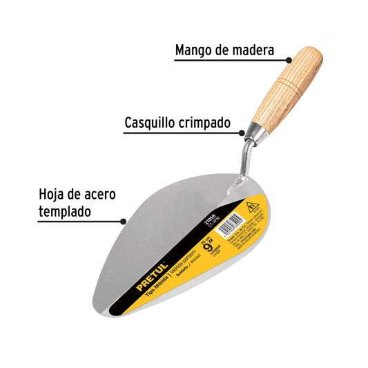 Cuchara para albañil de 9" tipo Mérida