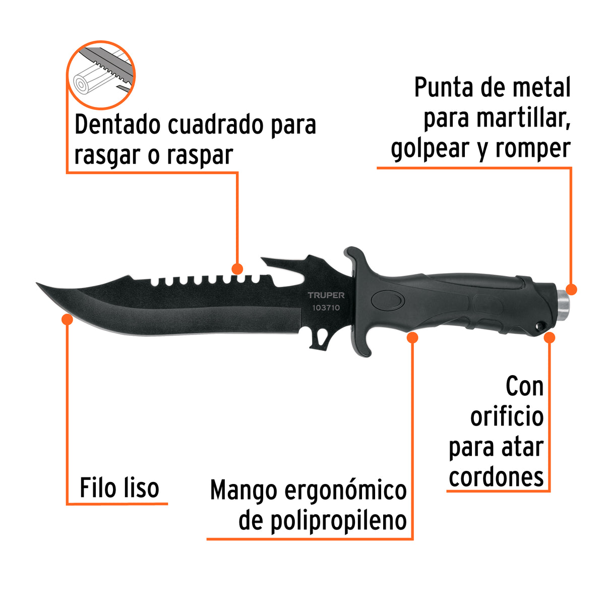 Cuchillo táctico para campismo 7" · vista 2