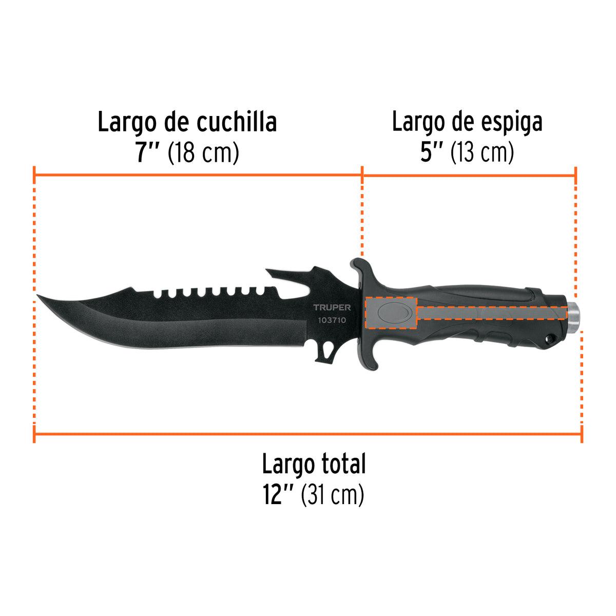 Cuchillo táctico para campismo 7" · vista 3