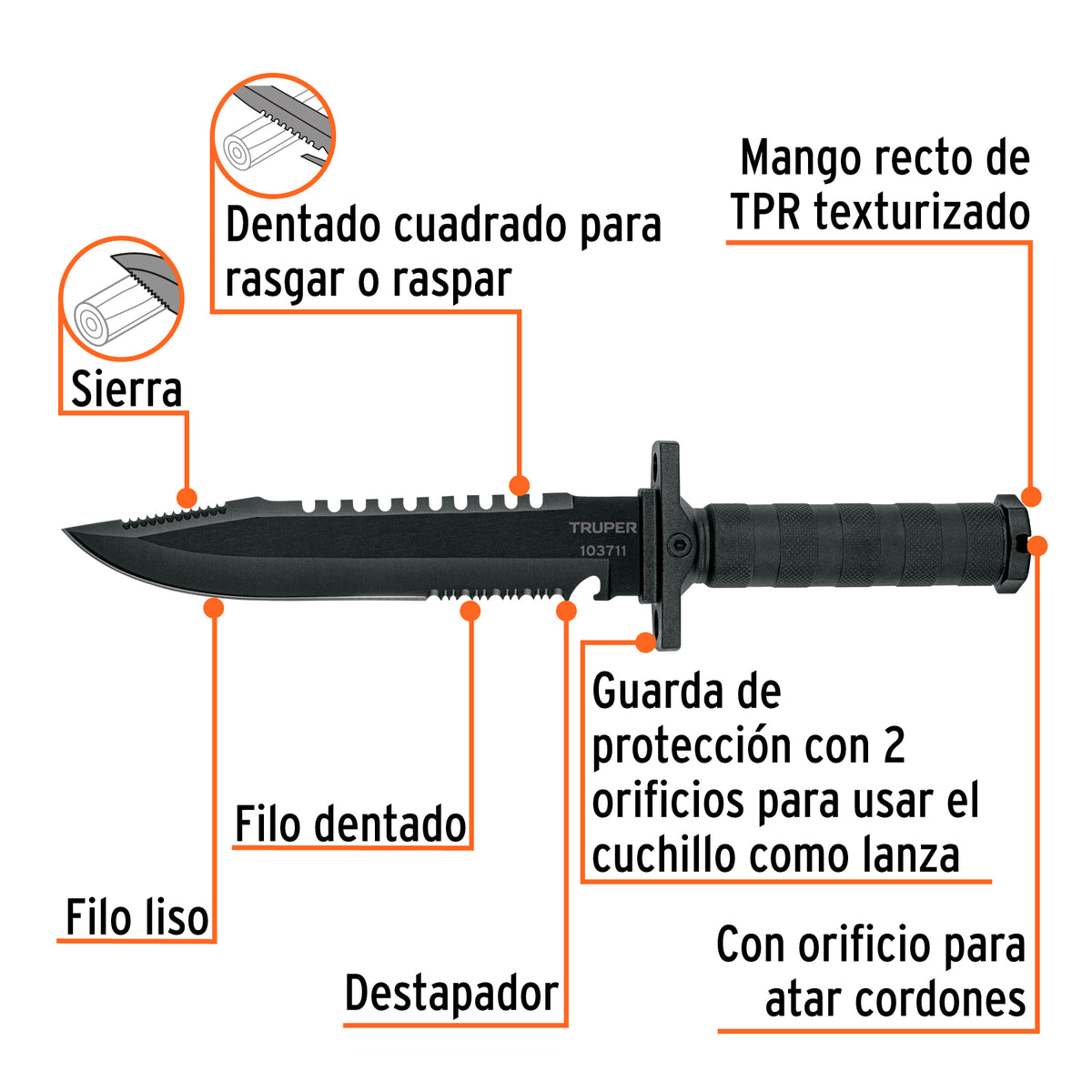 Cuchillo táctico de monte 8" · vista 2
