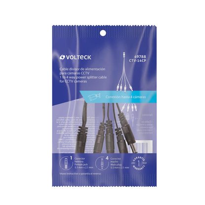 Cable Divisor de Energía tipo Pulpo 1 a 4 para CCTV · vista 5