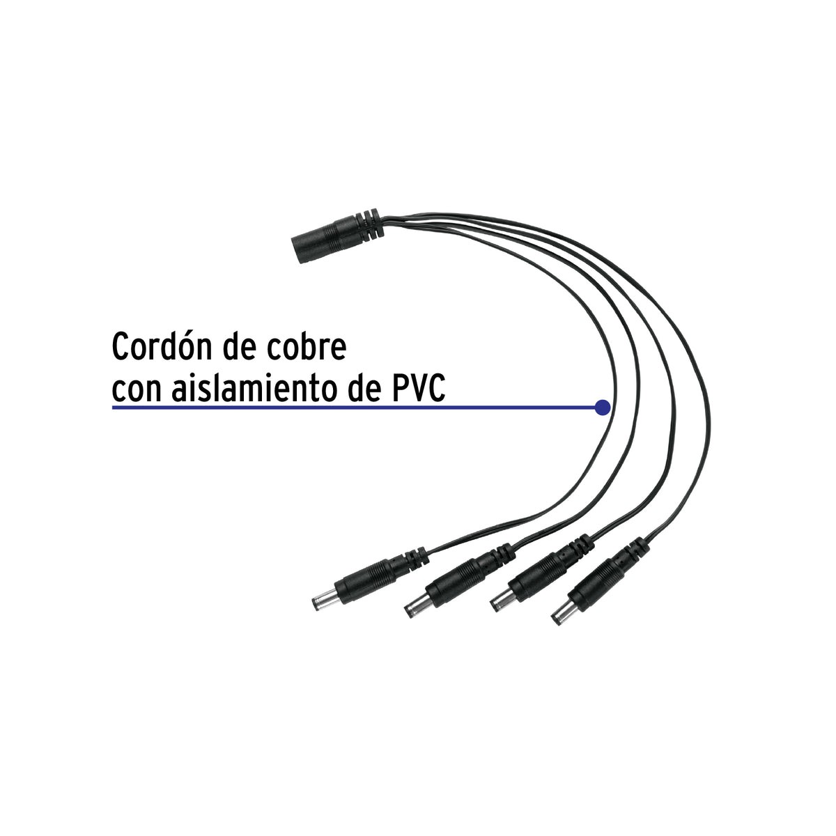 Cable Divisor de Energía tipo Pulpo 1 a 4 para CCTV · vista 2
