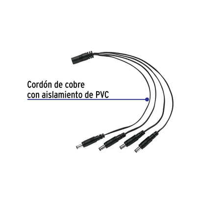 Cable Divisor de Energía tipo Pulpo 1 a 4 para CCTV · vista 2