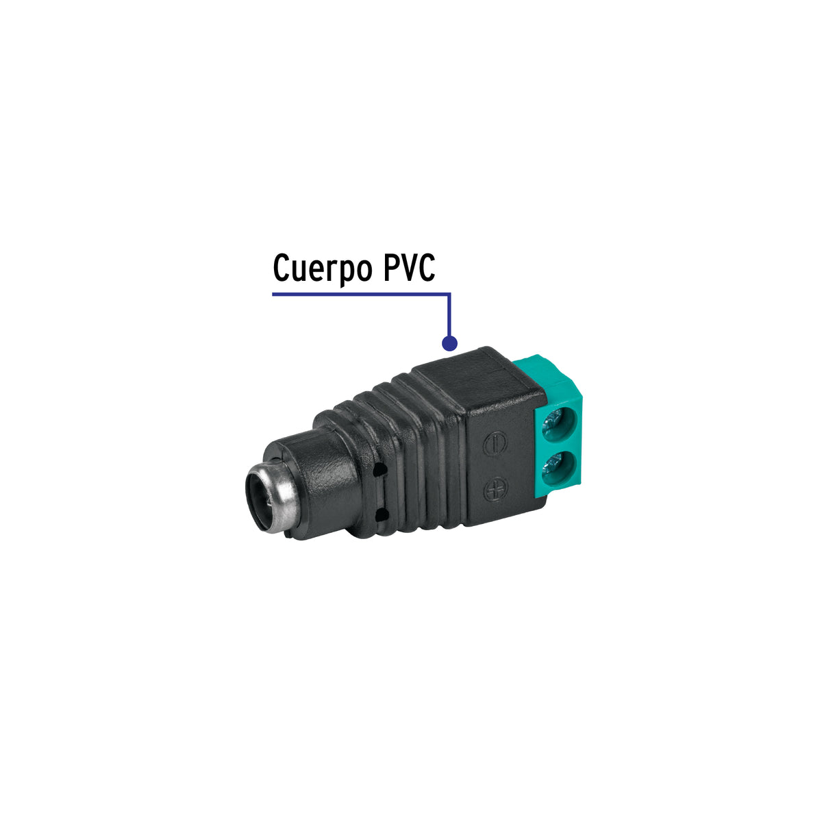 Conector de energía para CCTV tipo hembra · vista 2