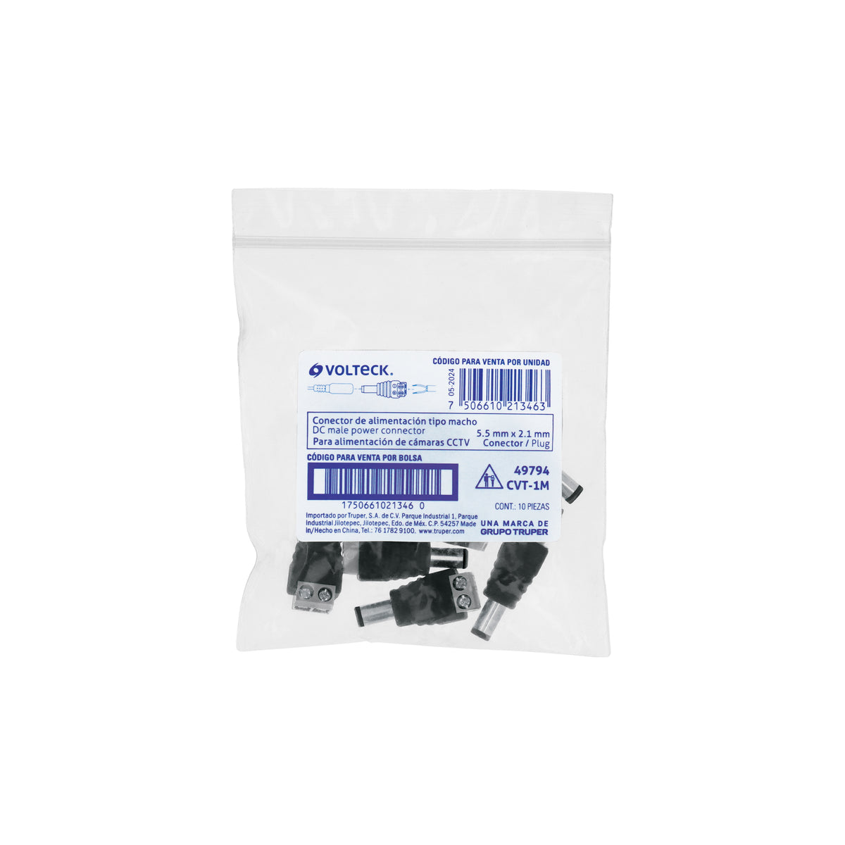 Conector de energía para CCTV tipo macho · vista 4