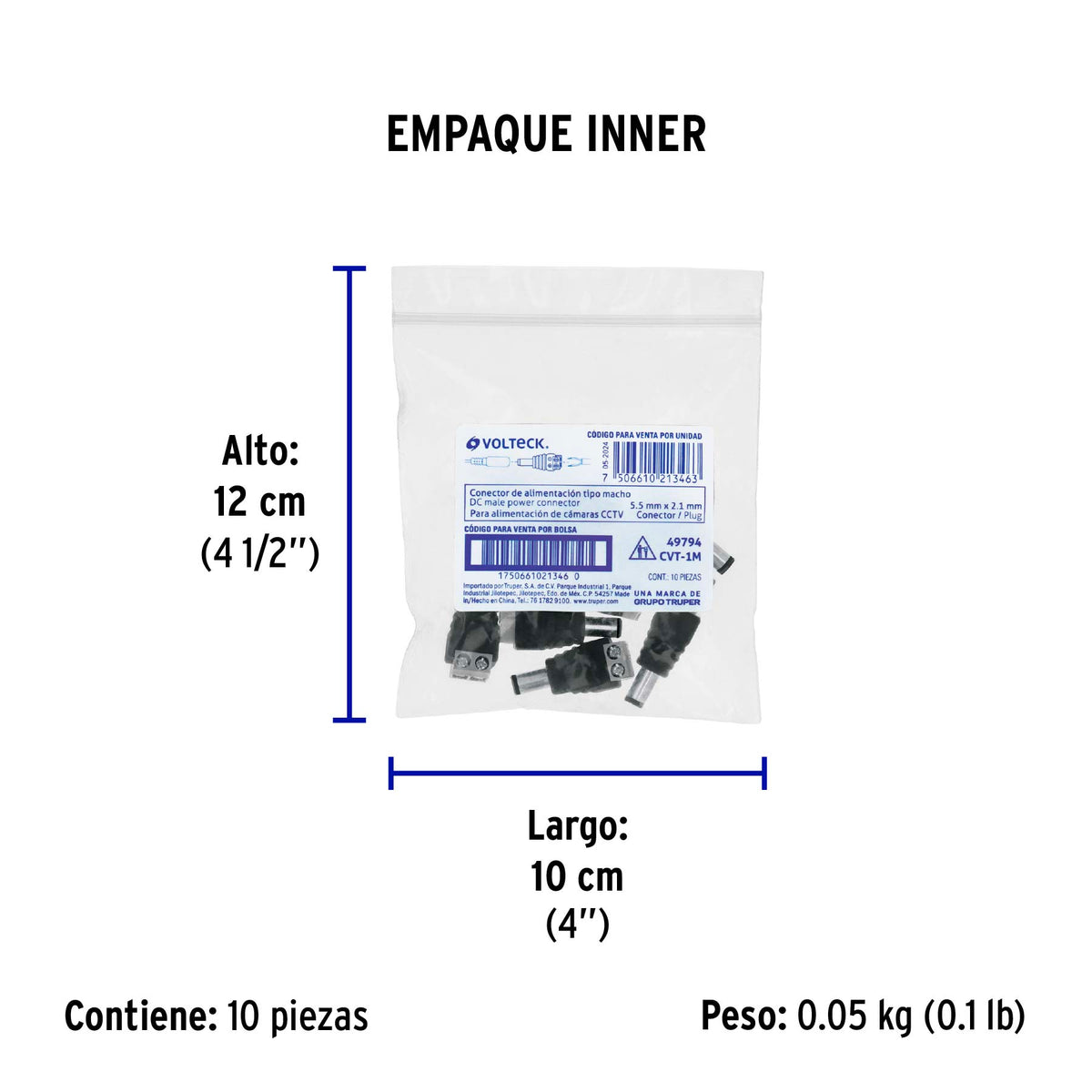 Conector de energía para CCTV tipo macho · vista 5