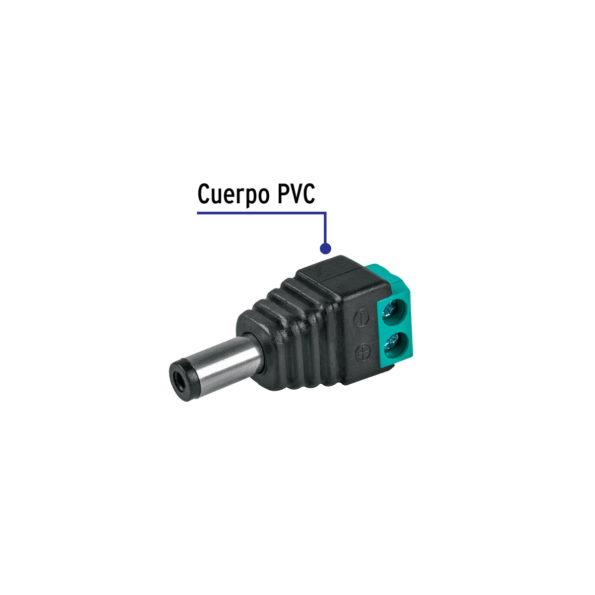 Conector de energía para CCTV tipo macho · vista 2