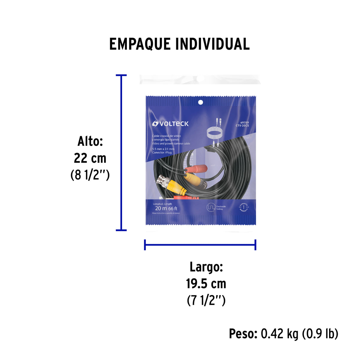 Cable Video y Energía Tipo Siamés CCTV, 20 metros · vista 5