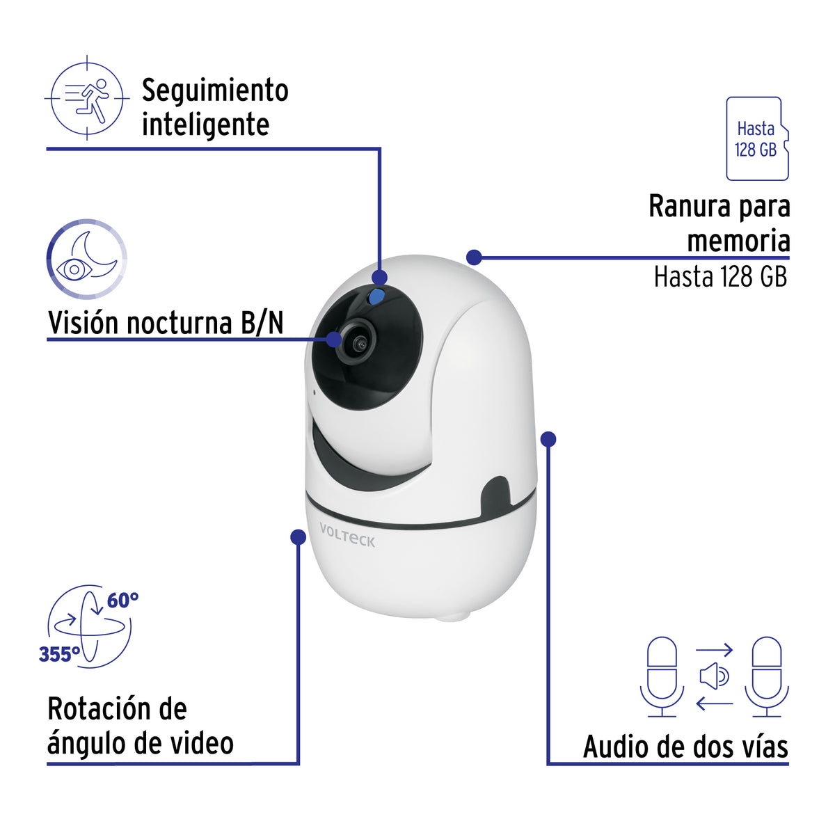 Cámara de seguridad WiFi robotizada para interior, 3MP · vista 3