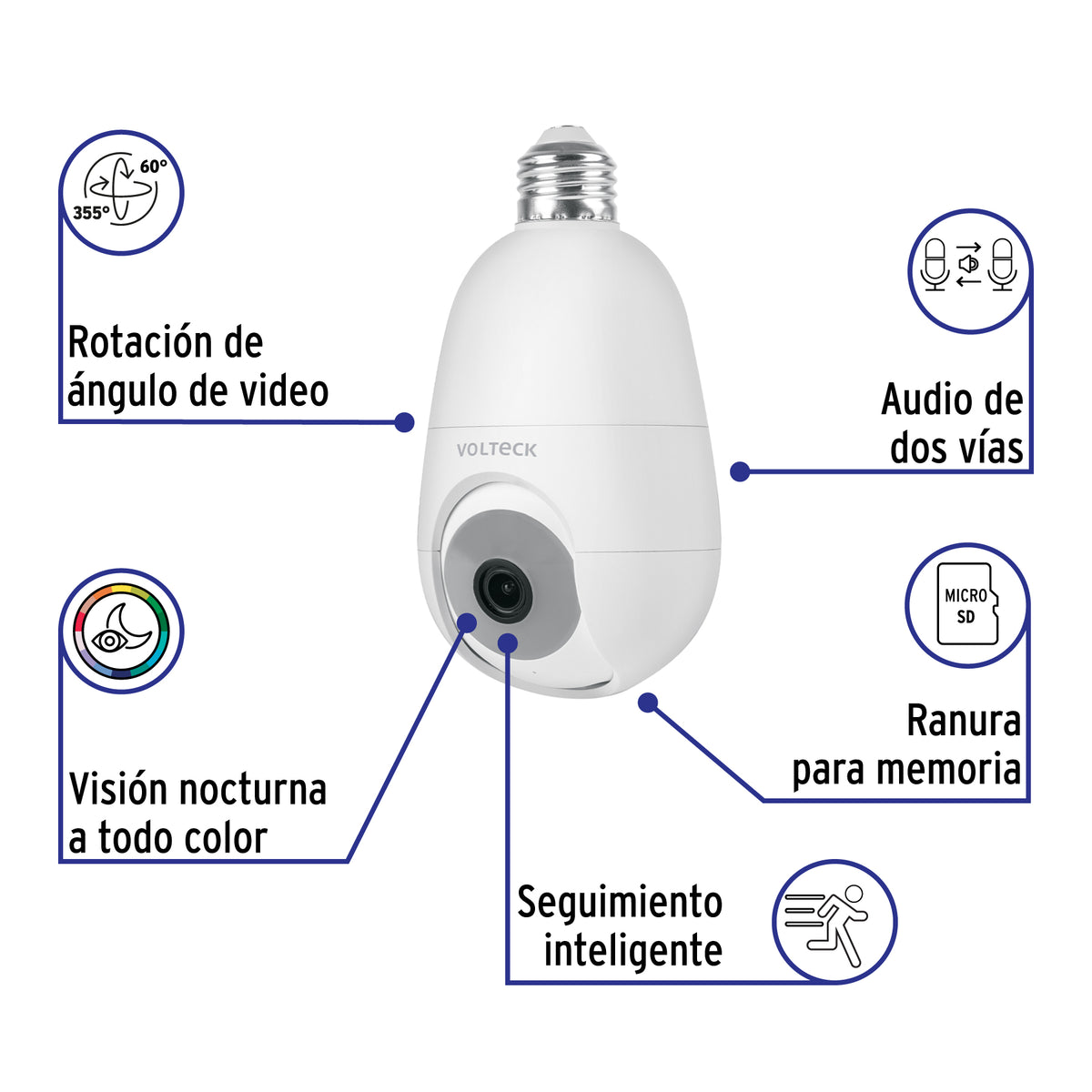 Cámara de seguridad WiFi robotizada, interior, socket, 4 MP · vista 2