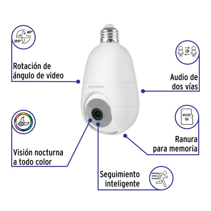 Cámara de seguridad WiFi robotizada, interior, socket, 4 MP · vista 2