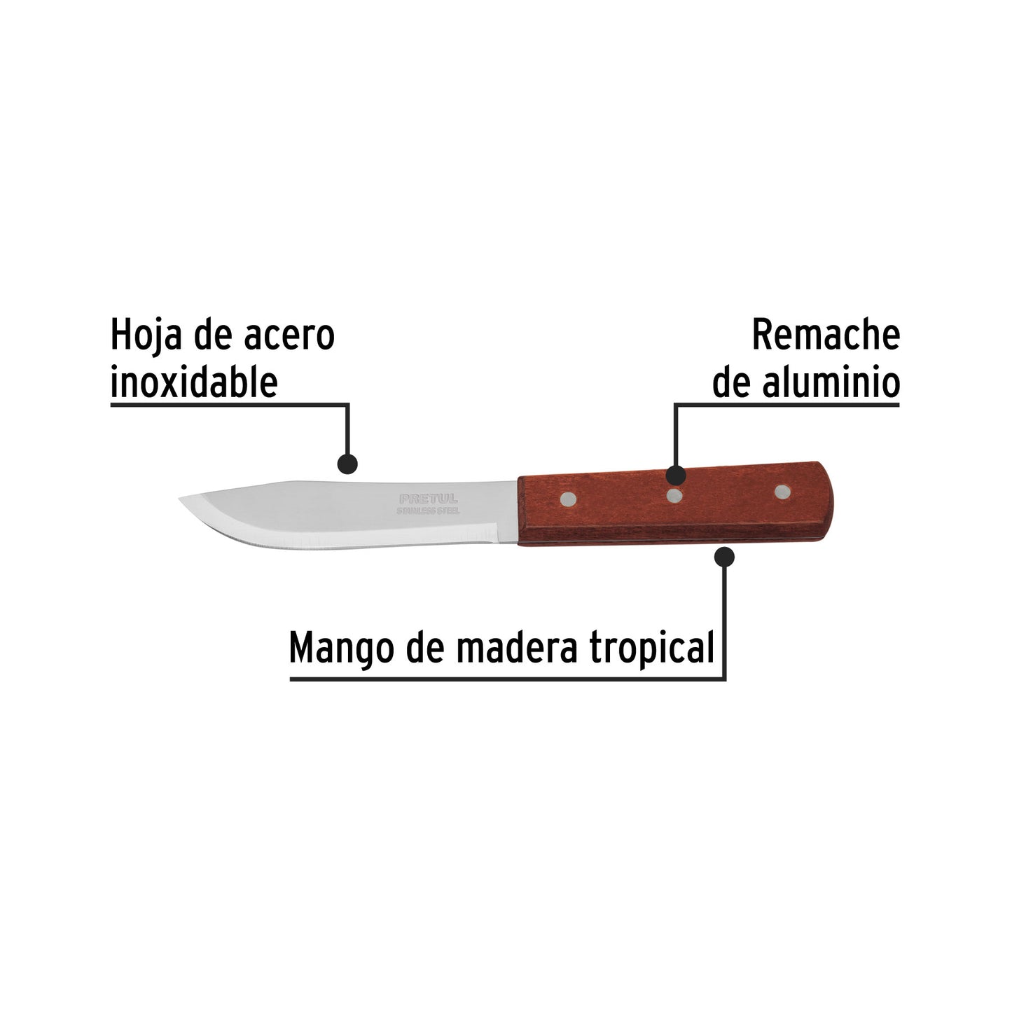 Cuchillo cebollero de 5 pulgadas con mango de madera