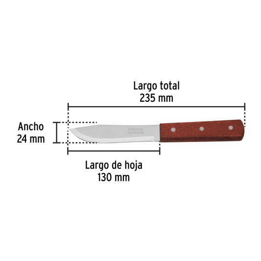 Cuchillo cebollero de 5 pulgadas con mango de madera