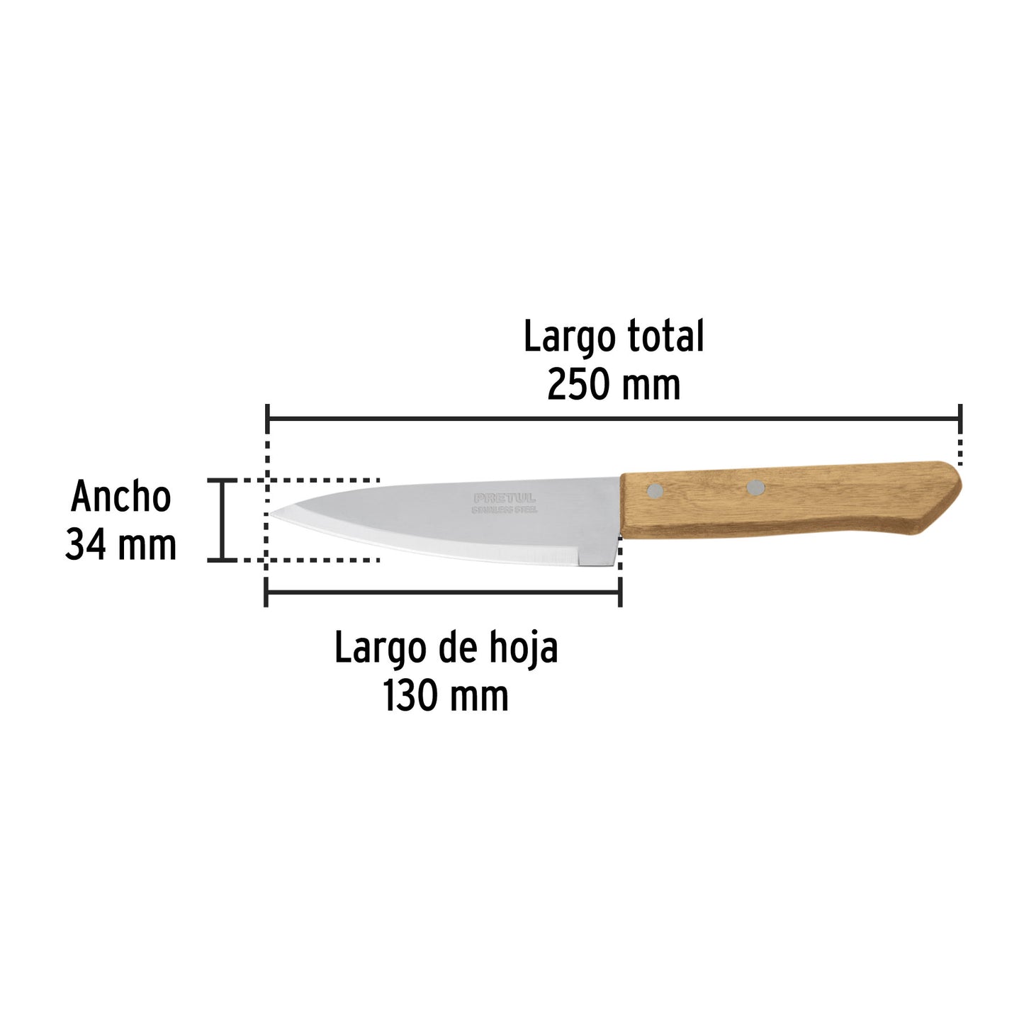 Cuchillo de chef de 5 pulgadas con mango de madera