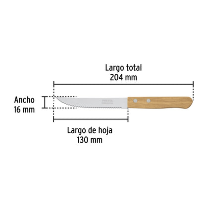 Cuchillo con sierra para asado de 5 pulgadas con mango de madera
