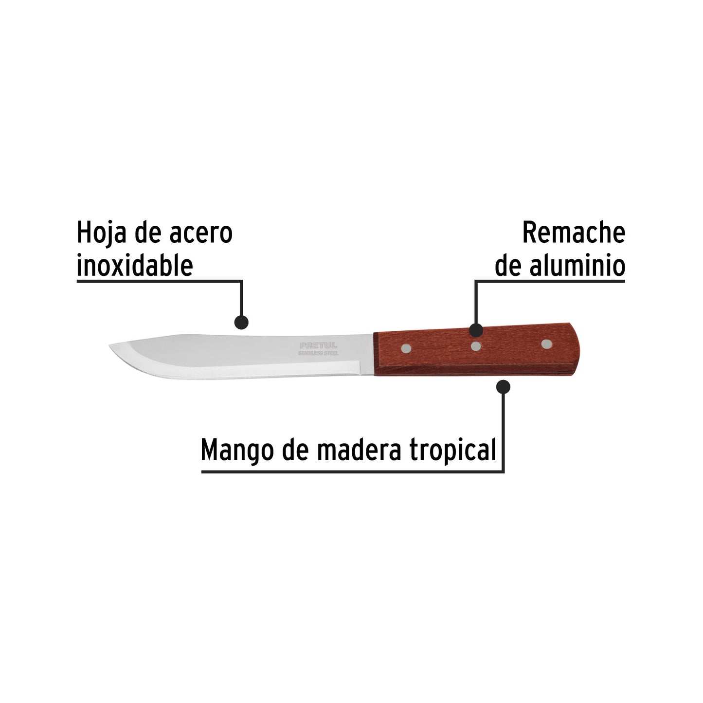 Cuchillo cebollero de 6 pulgadas con mango de madera