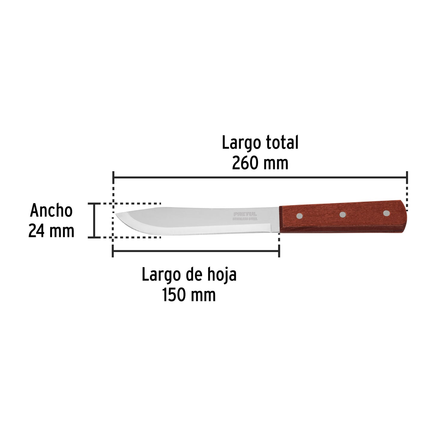 Cuchillo cebollero de 6 pulgadas con mango de madera