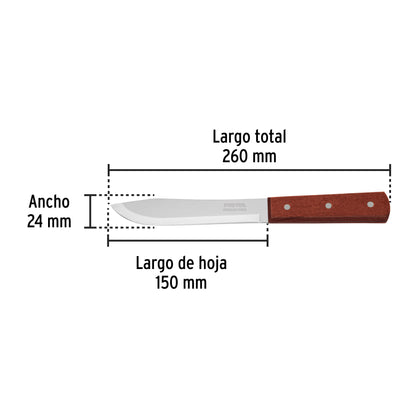 Cuchillo cebollero de 6 pulgadas con mango de madera