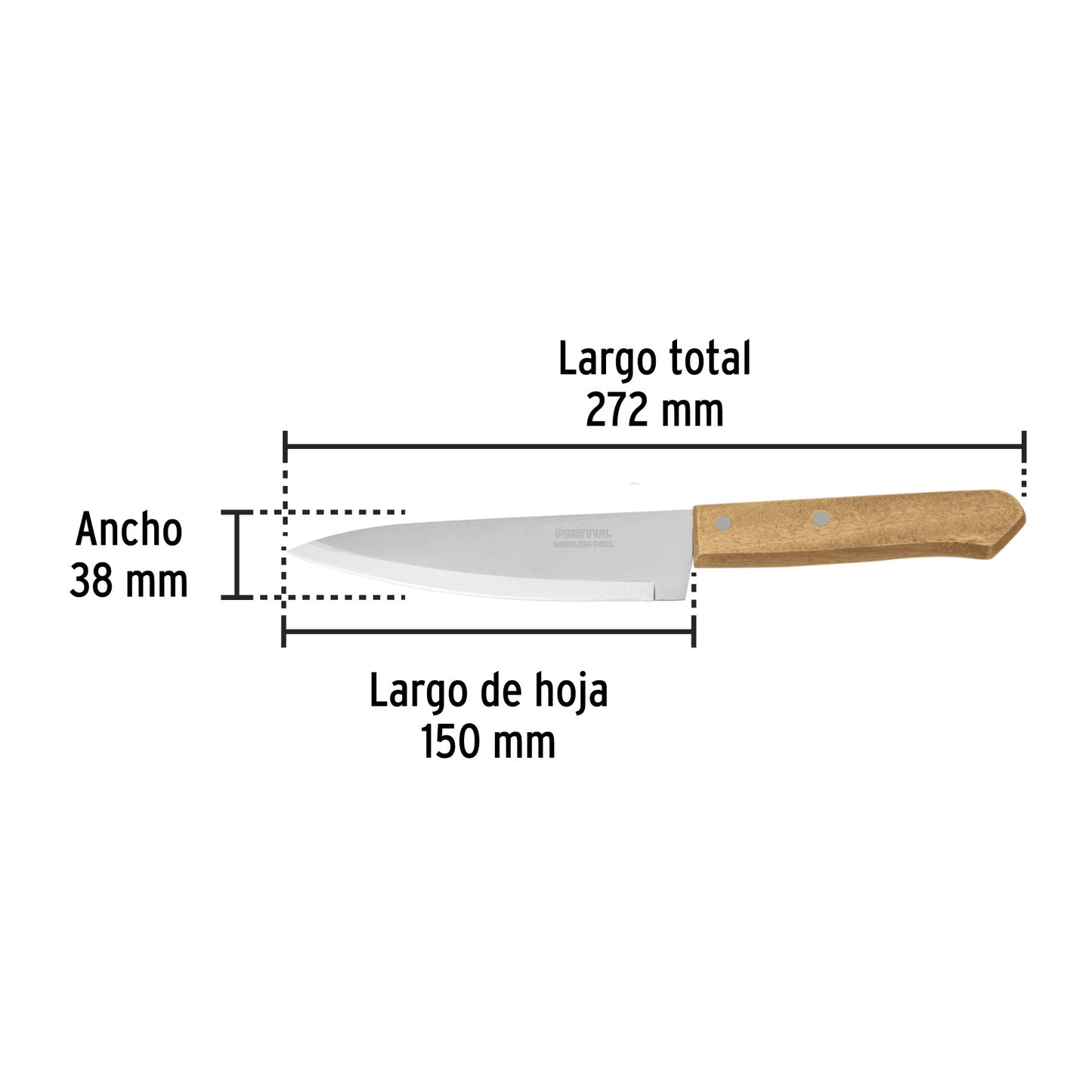 Cuchillo de chef de 6 pulgadas con mango de madera