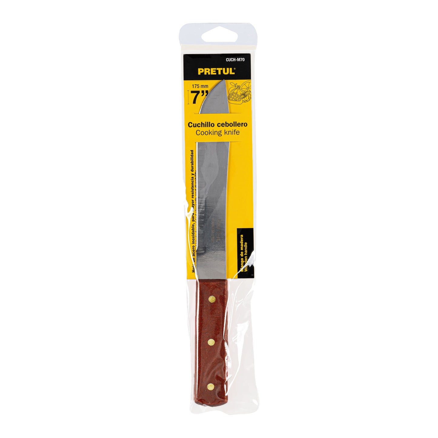 Cuchillo cebollero de 7 pulgadas con mango de madera