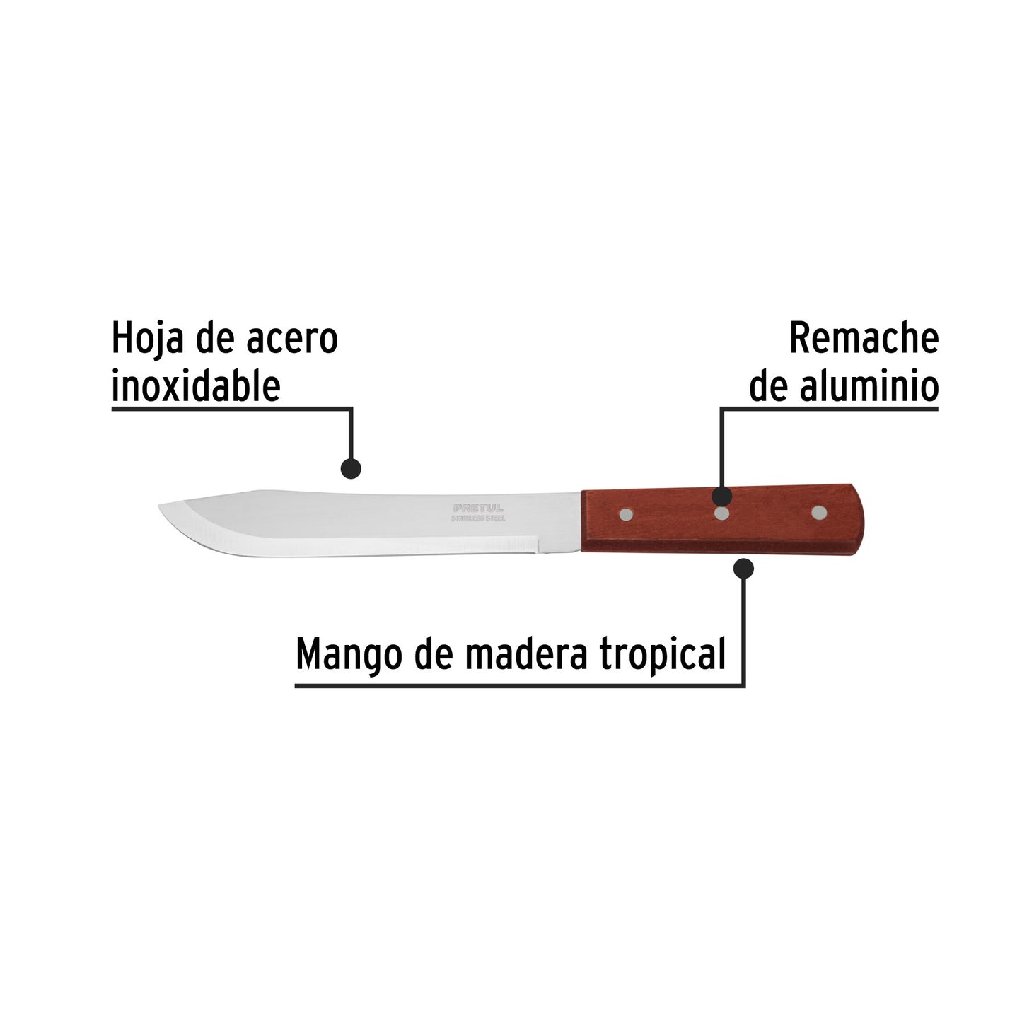 Cuchillo cebollero de 7 pulgadas con mango de madera