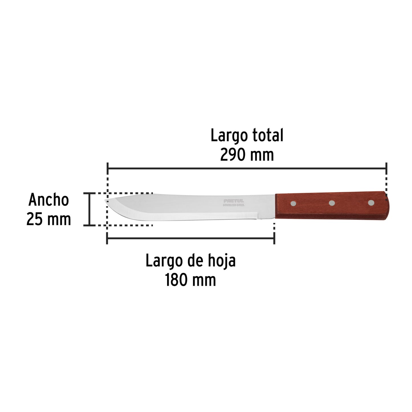 Cuchillo cebollero de 7 pulgadas con mango de madera