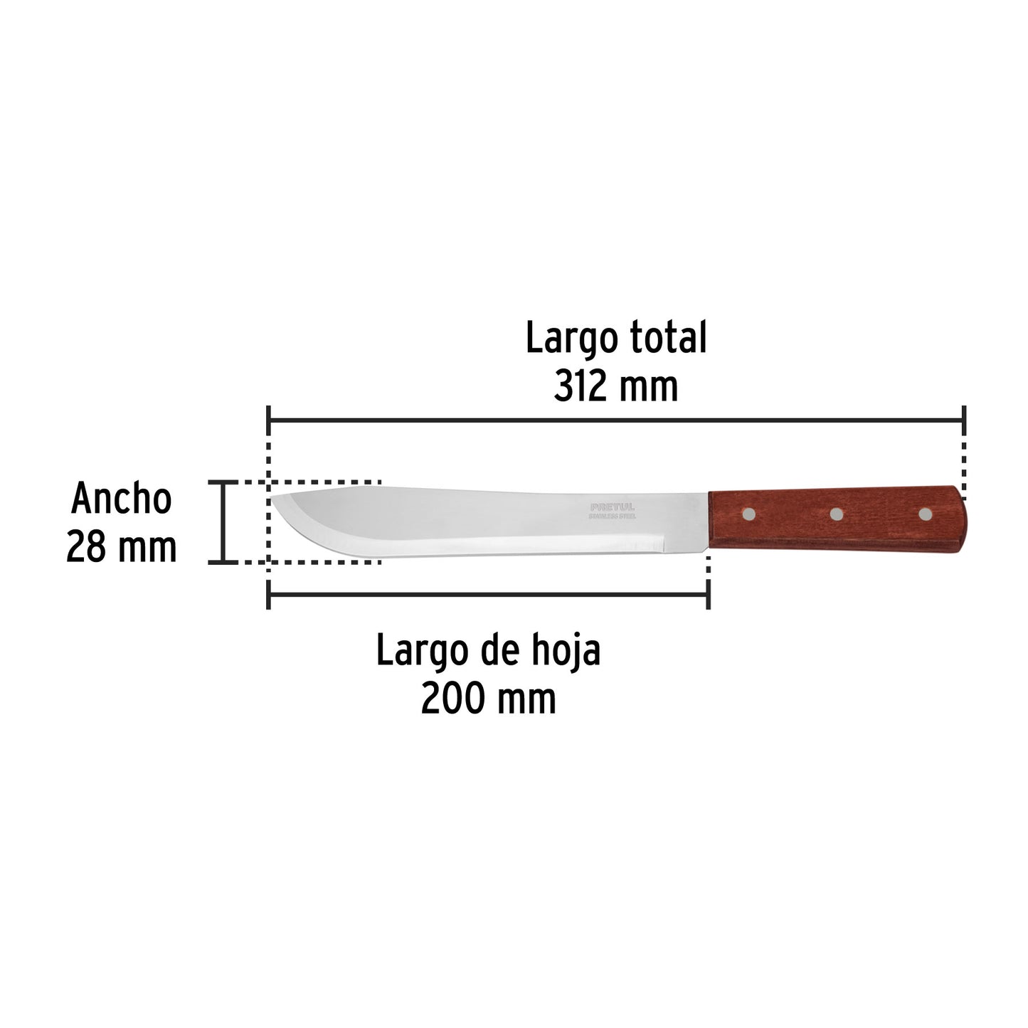 Cuchillo cebollero de 8 pulgadas con mango de madera