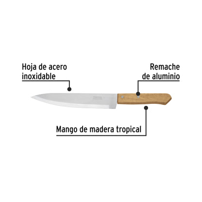 Cuchillo de chef de 8 pulgadas con mango de madera