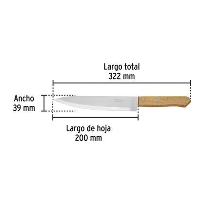 Cuchillo de chef de 8 pulgadas con mango de madera