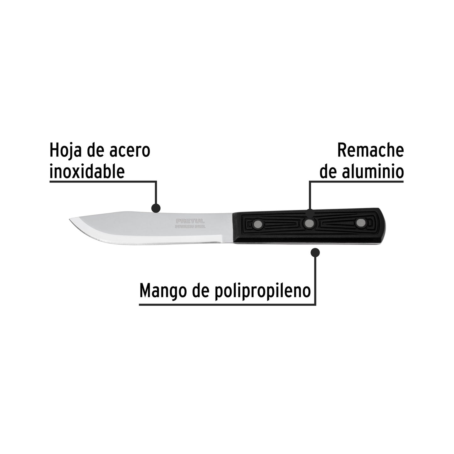 Cuchillo cebollero de 5 pulgadas con mango de polipropileno