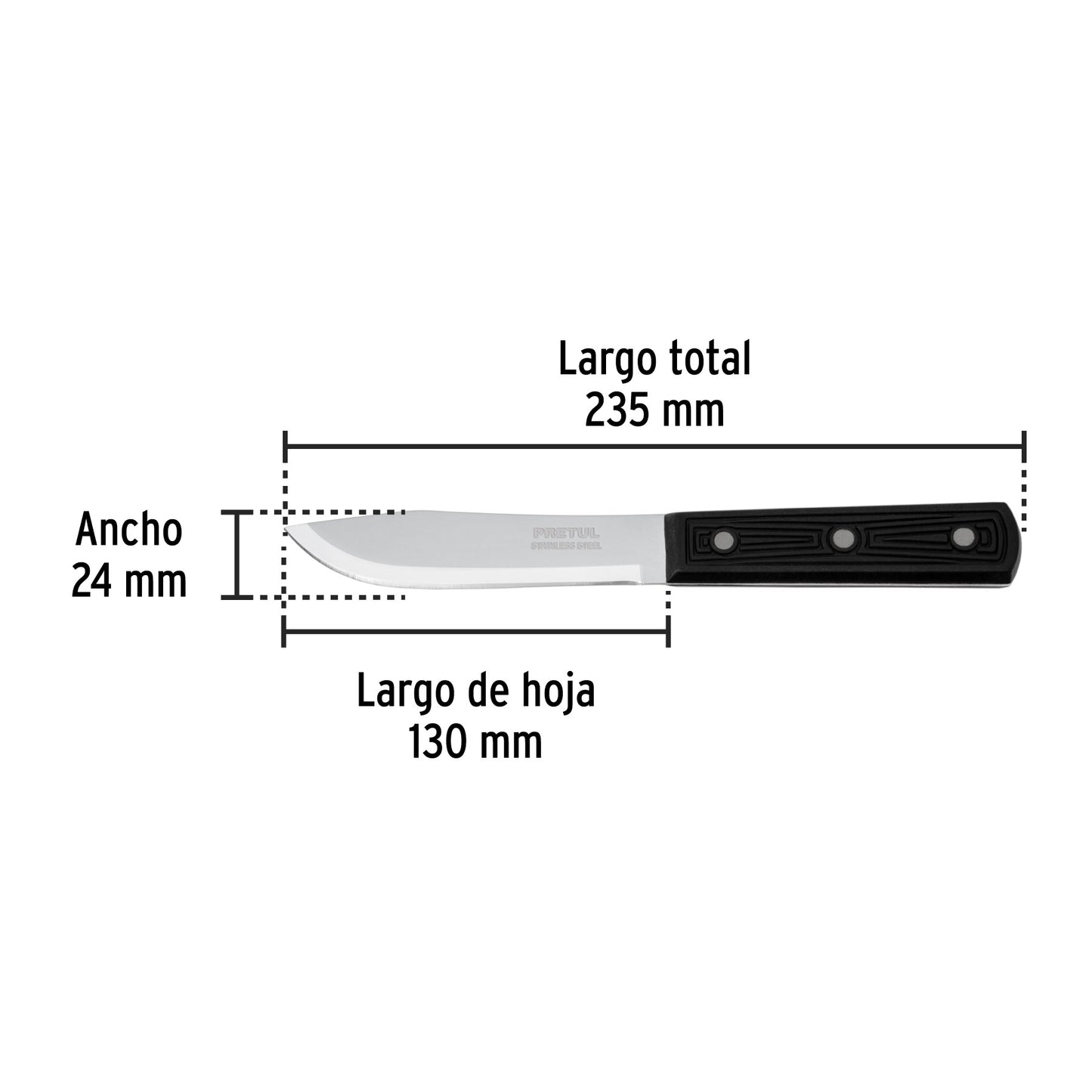 Cuchillo cebollero de 5 pulgadas con mango de polipropileno