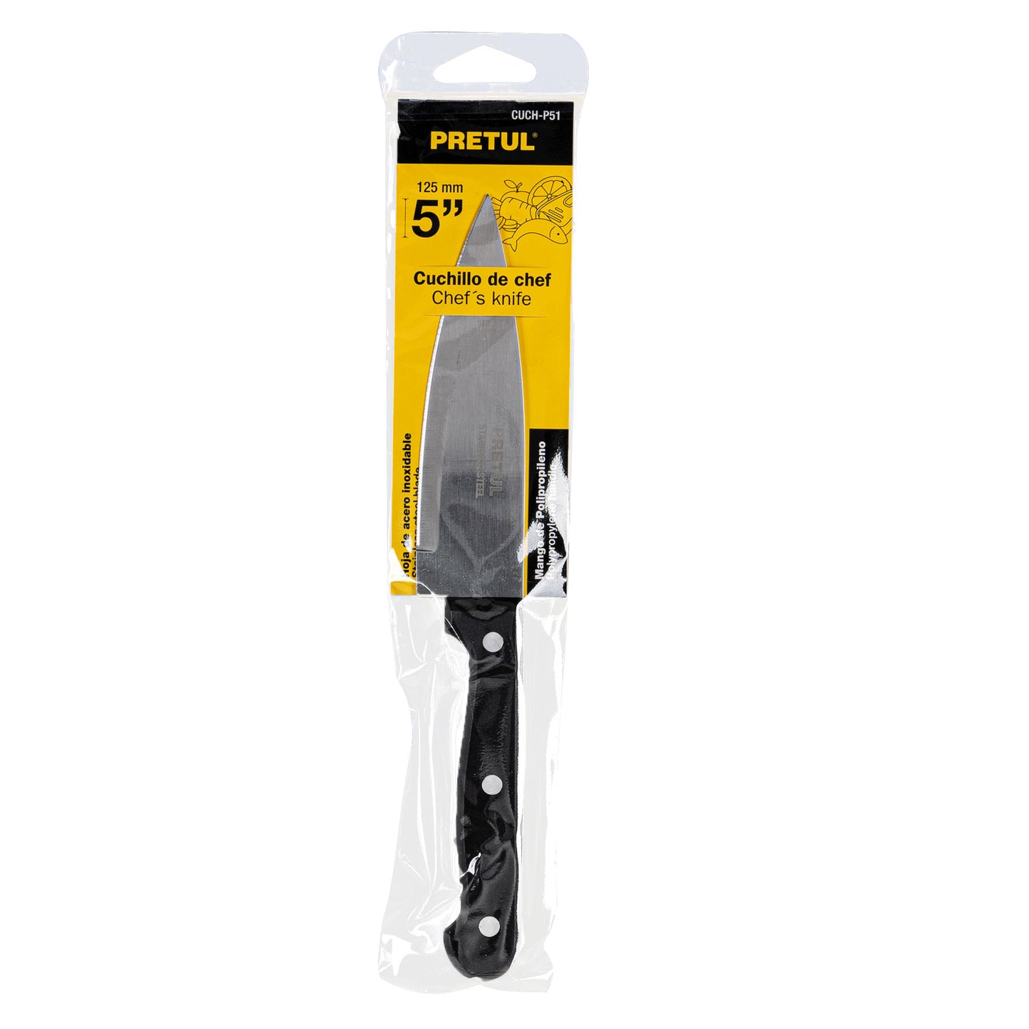 Cuchillo de chef de 5 pulgadas con mango de polipropileno