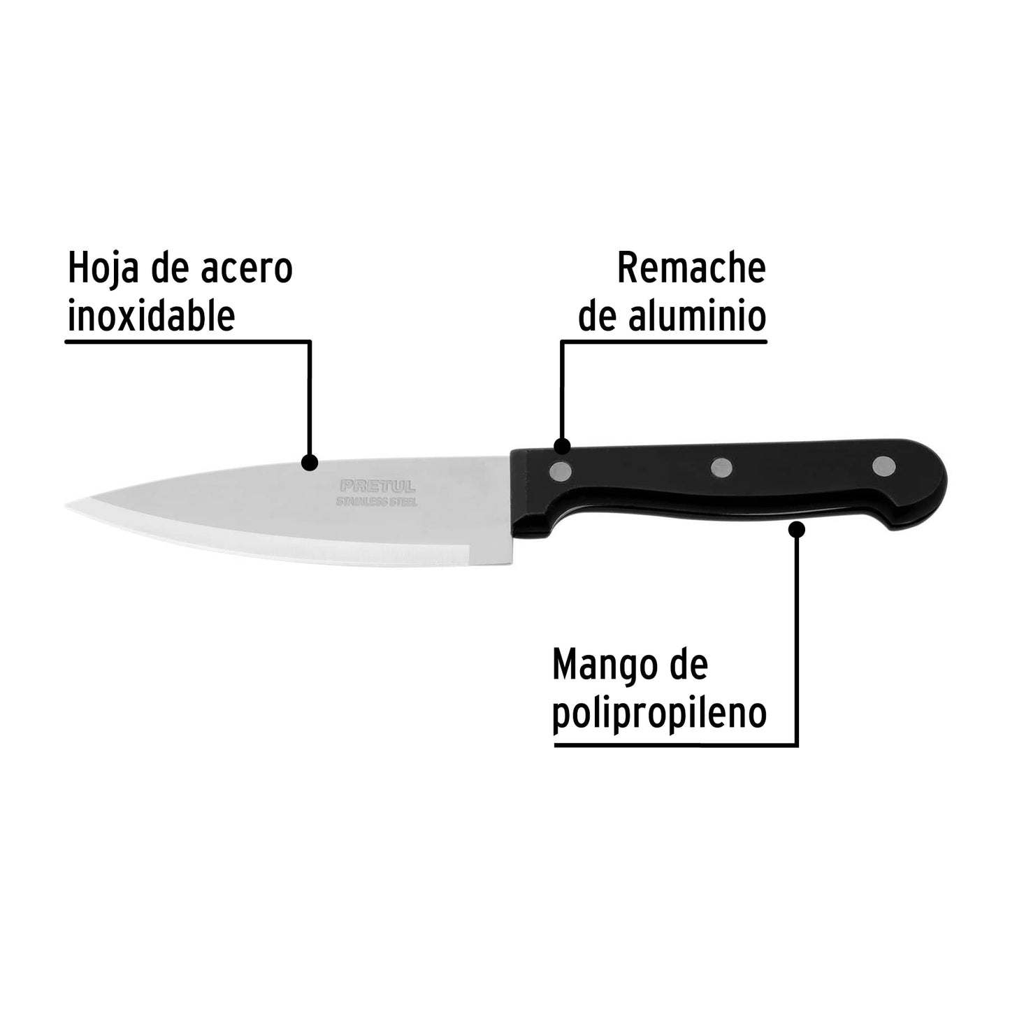 Cuchillo de chef de 5 pulgadas con mango de polipropileno