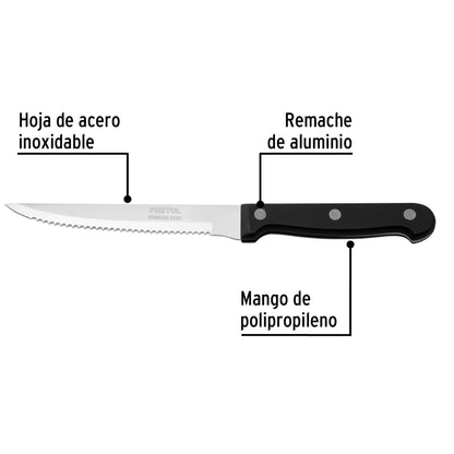 Cuchillo con sierra para asado de 5 pulgadas con mango de polipropileno