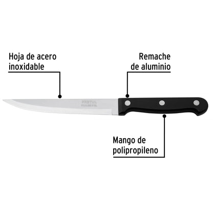 Cuchillo liso para asado de 5 pulgadas con mango de polipropileno